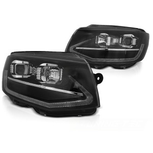 Lampy przód VW T6 15-19 BLACK LED DRL - diodowe światła dzienne LPVWT4