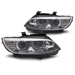 Lampy przód BMW E92/E93 06-10 Xenon CHROM YELLOW LED DRL LPBMS3