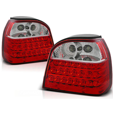 Lampy tył VW Golf 3 - clear LED Red/White - diodowe LDVW10
