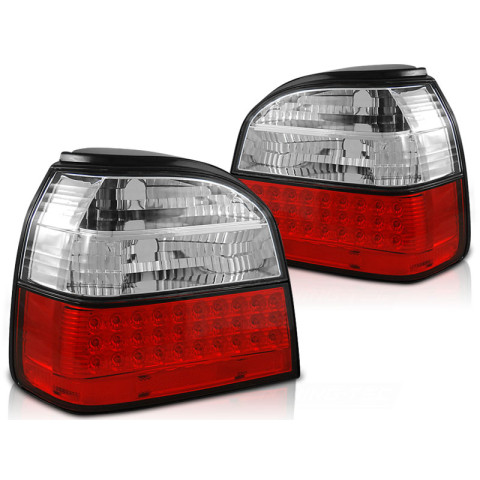 Lampy tył VW Golf 3 - clear RED WHITE LED - diodowe LDVW35