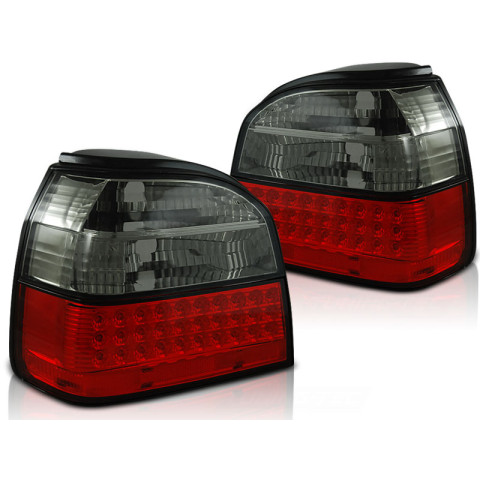 Lampy tył VW Golf 3 - clear RED / BLACK LED - diodowe LDVW36