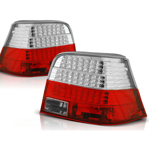Lampy tył VW Golf 4 clear RED / WHITE LED czerwono białe diodowe LDVW31 DEPO