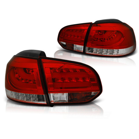 Lampy tył VW Golf 6 RED / WHITE LED BAR czerwono białe diodowe LDVWC9