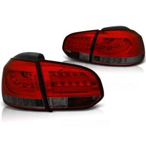 Lampy tył VW Golf 6 RED / BLACK LED BAR czerwono dymione diodowe LDVWD0