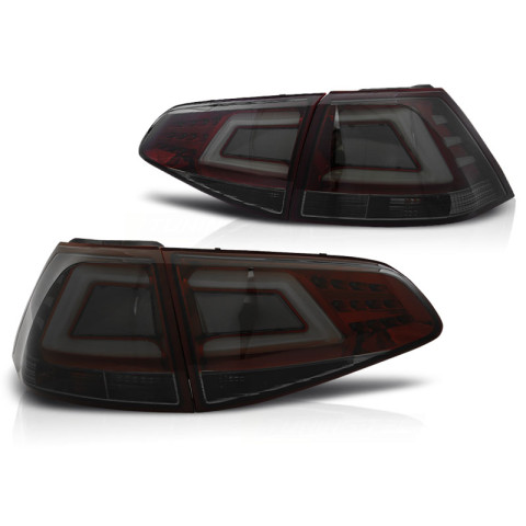 Lampy tył VW Golf 7 SMOKED RED LED BAR czerwone dymione diodowe LDVW07