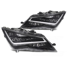 Lamy przód Seat Leon BLACK LED - diodowe DRL dzienne 