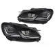 Lampy przód VW Golf 6 - BLACK FULL LED DRL dzienne - diodowe 