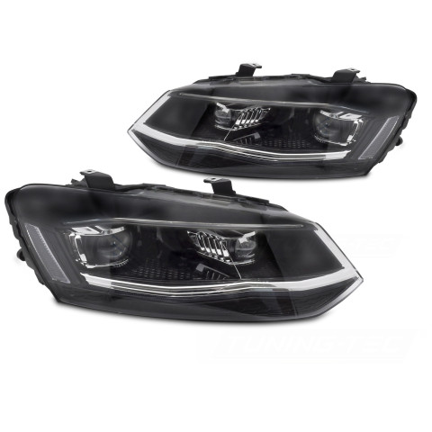 Lampy przód VW POLO 6R 2009-2017 - BLACK LED - diodowe -
