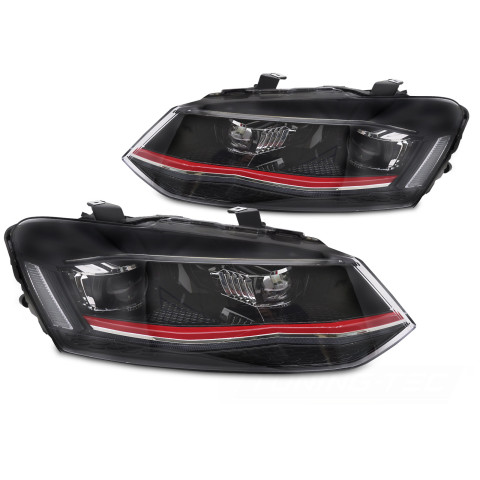 Lampy przód VW POLO 6R 2009-2017 - FULL LED BLACK - diodowe - LPVX45