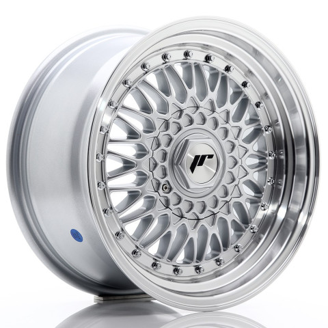 JR Wheels JR9 16x8 ET25 BLANK Silver w/ Machined Lip+Silver Rivets