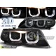 Lampy przód BMW E46 Sedan / Touring 01-05 Angel Eyes BLACK Ringi 3D LPBM96