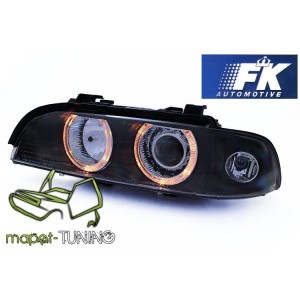 BMW E39 BLACK clearglass Angel Eyes D2S + ringi DEPO LPBM92