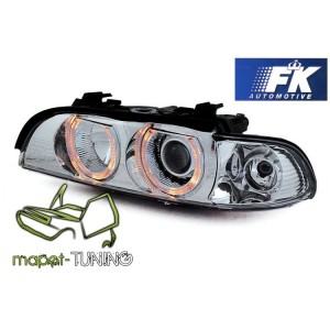 BMW E39 CHROM clearglass Angel Eyes D2S + ringi DEPO LPBM91