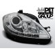 Lampy przód Seat Leon 1P 09-12 CHROM LED - diodowe DRL dzienne LPSE25
