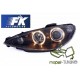 Lampy przód Peugeot 206 98- Clearglass Angel Eyes Black - FK LPPE27