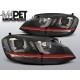 Lampy przód VW Golf 7 - BLACK LED DRL GTI LOOK - z czerwonym paskiem LPVWM2