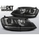 Lampy przód VW Golf 7 - BLACK LED DRL dzienne - z czarnym paskiem LPVWM3