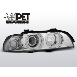BMW E39 CHROM clearglass Angel Eyes D2S + ringi LPBM06