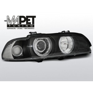 BMW E39 BLACK clearglass Angel Eyes D2S + ringi LPBM07