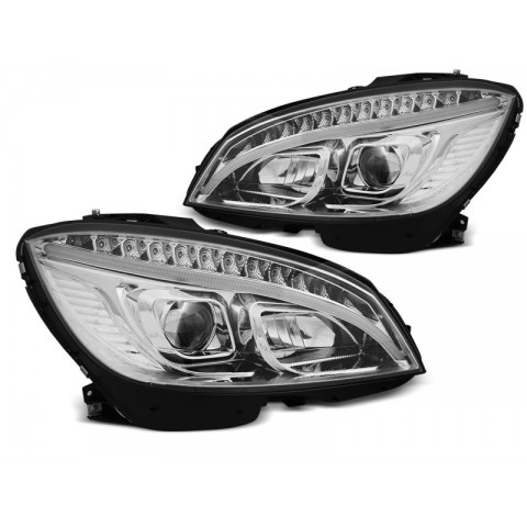 Lampy przód Mercedes C-klasa W204 07-10 LED CHROM diodowe dynamiczne LPMEC3